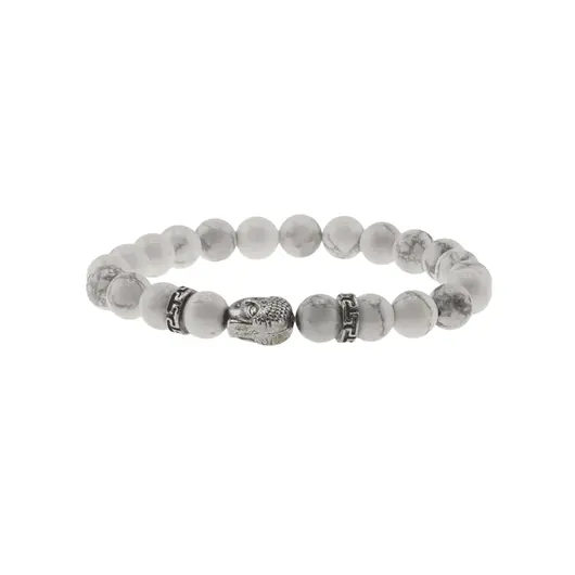 Bratara Howlit sfere si chipul lui Buddha pe elastic, 8mm, imagine 2