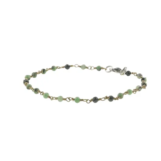 Bratara pentru glezna Rubin in zoisit sfere fatetate din metal antichizat, 3mm, imagine 2