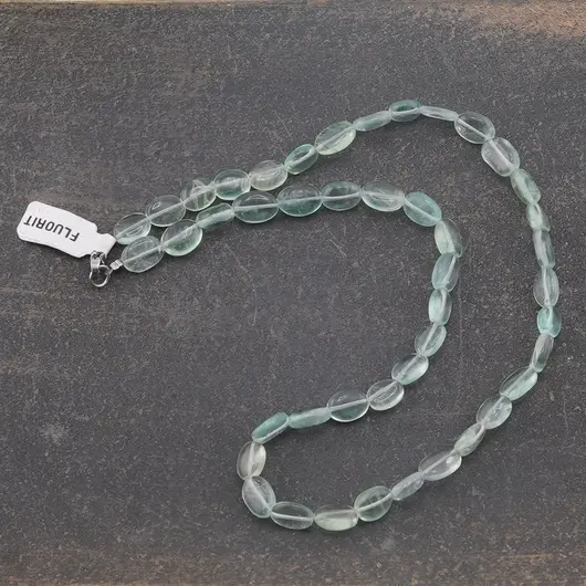 Colier cristale naturale Fluorit verde oval neregulat, 8-11mm, imagine 2