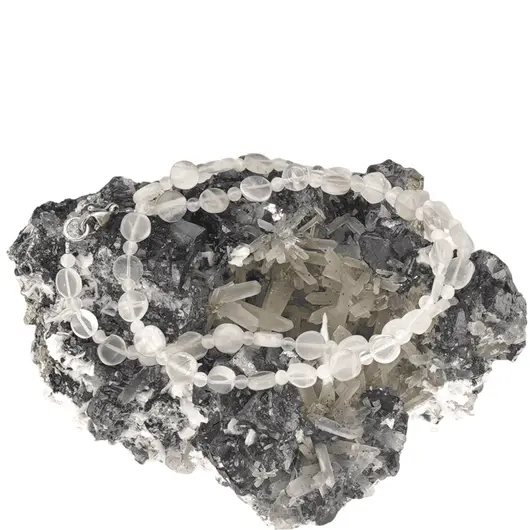 Colier cristale naturale Piatra lunii alba banuti 7mm si sfere 3mm, imagine 4