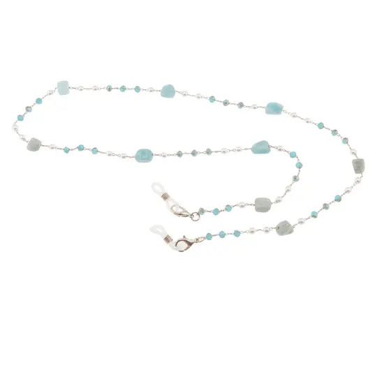 Colier / Snur pentru ochelari Amazonit si Perle, 4-10mm