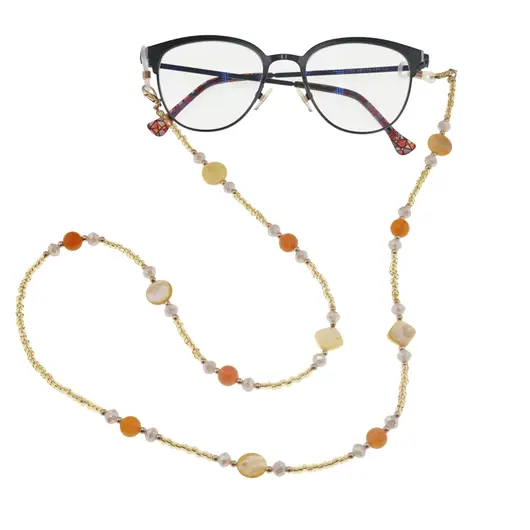 Colier / Snur pentru ochelari cu elemente din Sidef, galben - 75cm, imagine 3