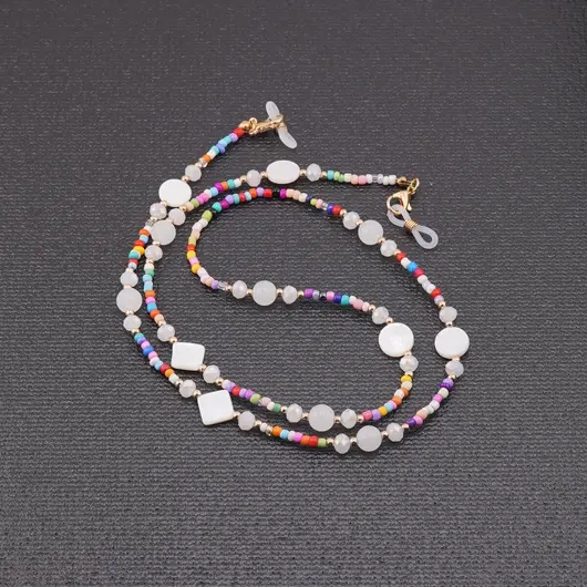 Colier / Snur pentru ochelari cu elemente din Sidef, multicolor - 75cm