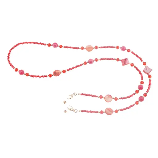 Colier / Snur pentru ochelari cu elemente din Sidef, rosu - 75cm
