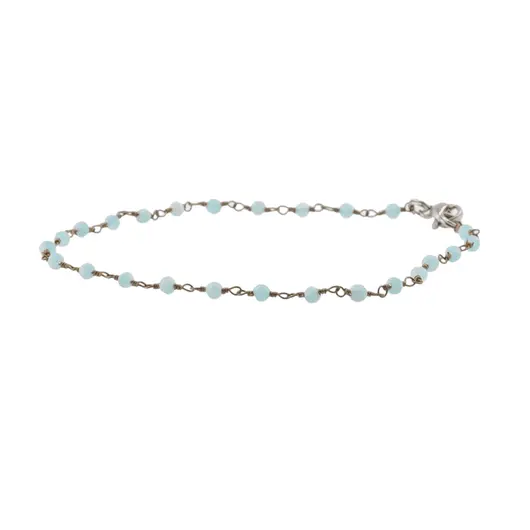 Bratara pentru glezna Amazonit sfere fatetate din metal antichizat, 3mm, imagine 2