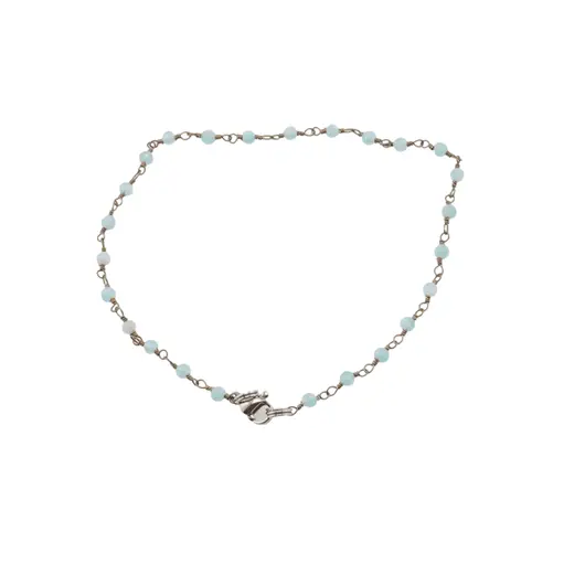 Bratara pentru glezna Amazonit sfere fatetate din metal antichizat, 3mm