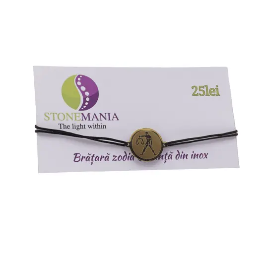 Bratara zodia Balanta din inox pe snur, 15 x 15mm, imagine 3