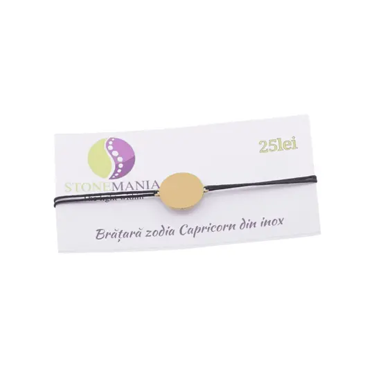 Bratara zodia Capricorn din inox pe snur, 15 x 15mm, imagine 2