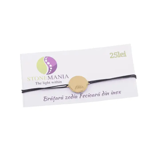 Bratara zodia Fecioara din inox pe snur, 15 x 15mm, imagine 2