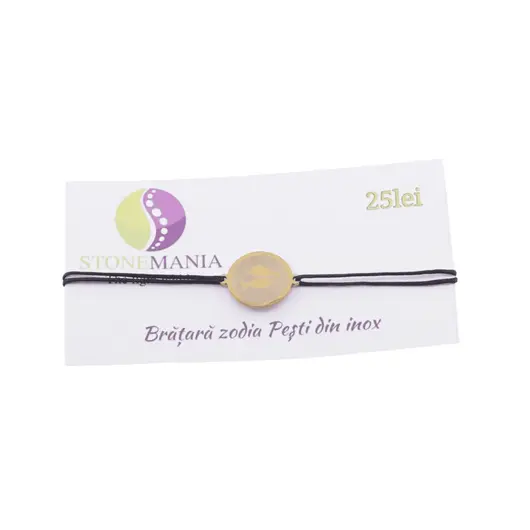 Bratara zodia Pesti din inox pe snur, 15 x 15mm, imagine 2