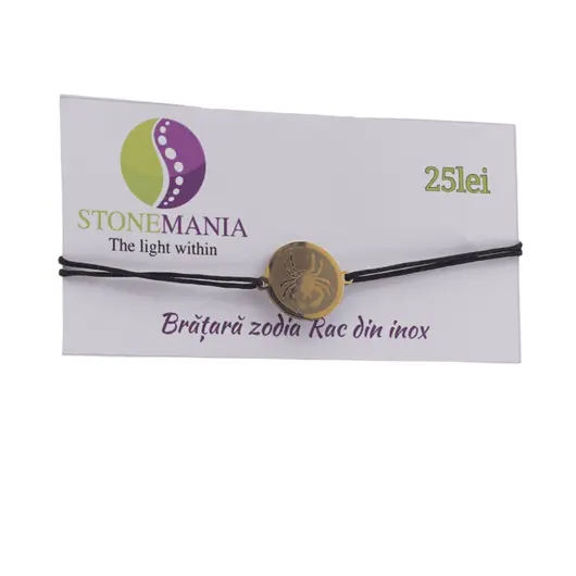 Bratara zodia Rac din inox pe snur, 15 x 15mm, imagine 3