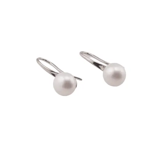 Cercei cu agatatoare Perle de cultura albe A+, 8mm, imagine 2