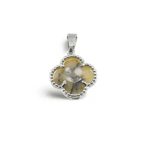 Pandantiv Agat dendritic trifoi cu montura argintie, 18mm