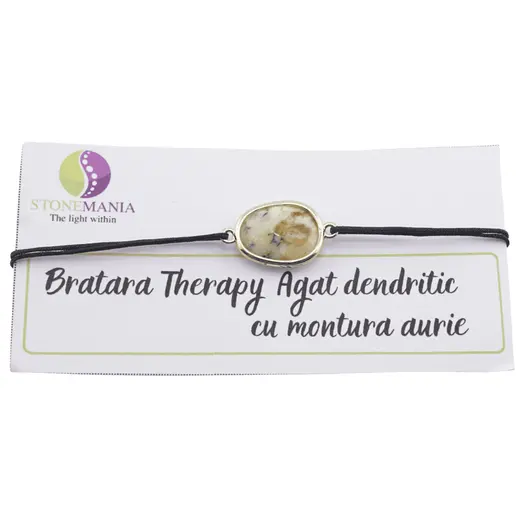 Bratara Therapy Agat dendritic oval cu montura aurie