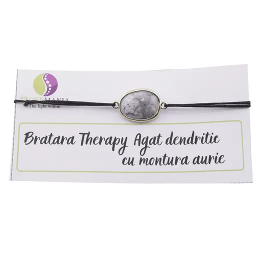 Bratara Therapy Agat dendritic oval cu montura aurie