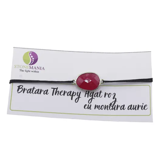 Bratara Therapy Agat roz oval cu montura aurie