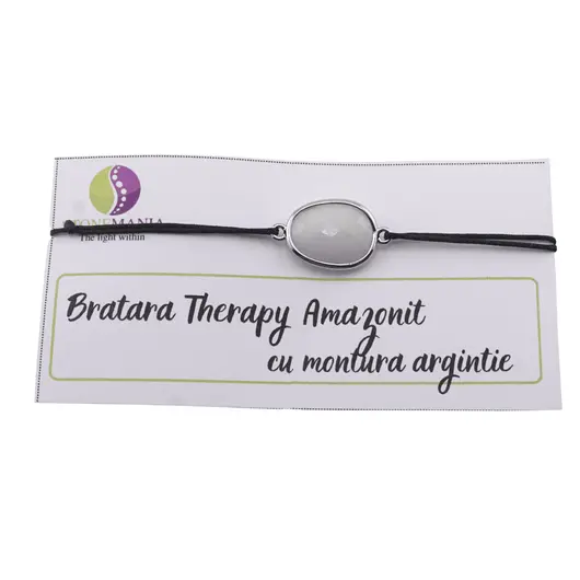 Bratara Therapy Amazonit oval cu montura argintie