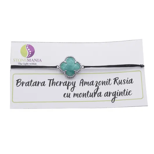 Bratara Therapy Amazonit Rusia trifoi cu montura argintie