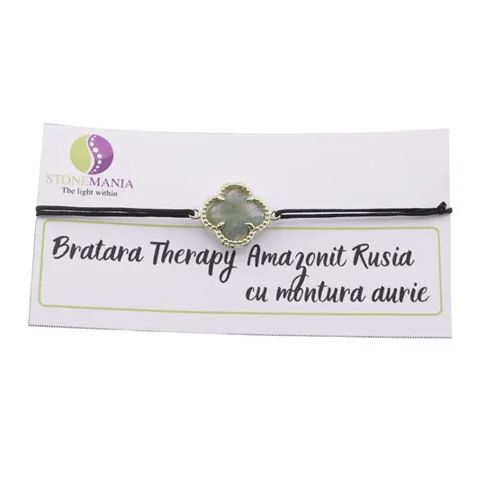Bratara Therapy Amazonit Rusia trifoi cu montura aurie