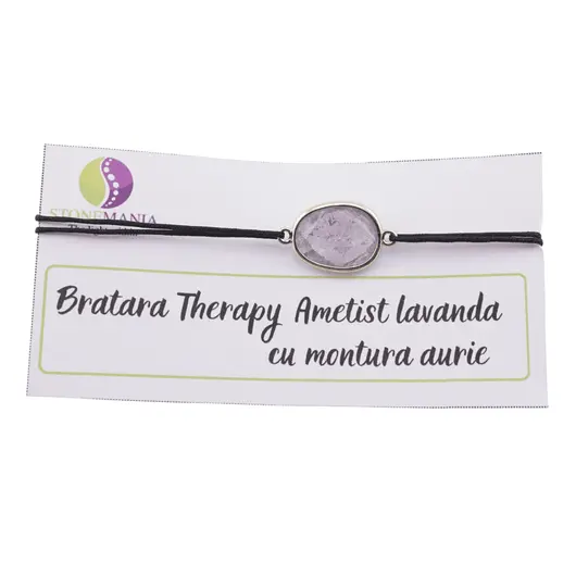 Bratara Therapy Ametist lavanda oval cu montura aurie