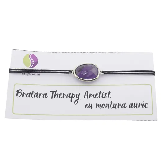 Bratara Therapy Ametist oval cu montura aurie