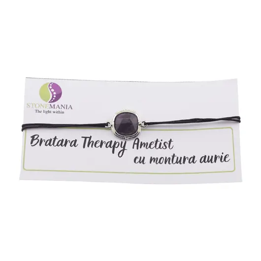 Bratara Therapy Ametist patrat cu montura aurie