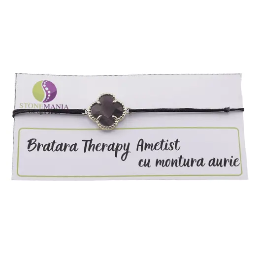 Bratara Therapy Ametist trifoi cu montura aurie