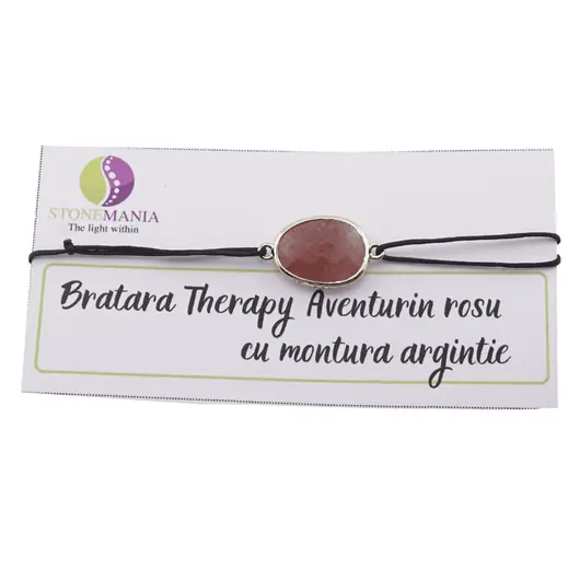 Bratara Therapy Aventurin rosu oval cu montura aurie