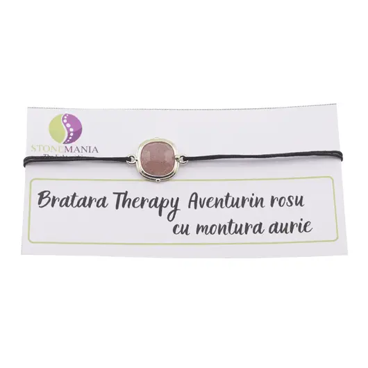 Bratara Therapy Aventurin rosu patrat cu montura aurie