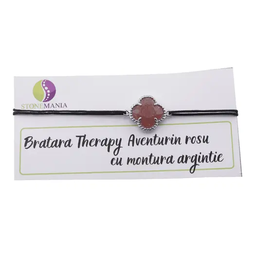 Bratara Therapy Aventurin rosu trifoi cu montura argintie
