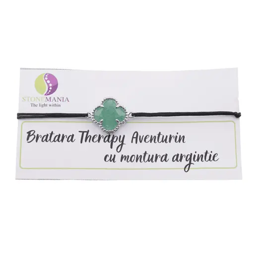 Bratara Therapy Aventurin trifoi cu montura argintie