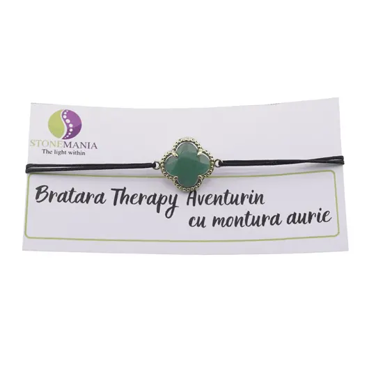 Bratara Therapy Aventurin trifoi cu montura aurie