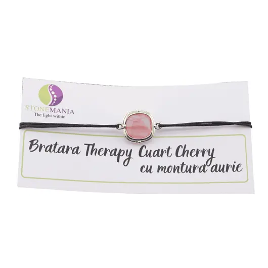 Bratara Therapy Cuart Cherry patrat cu montura aurie