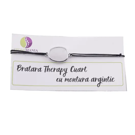 Bratara Therapy Cuart oval cu montura argintie