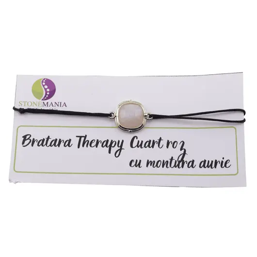 Bratara Therapy Cuart roz patrat cu montura aurie