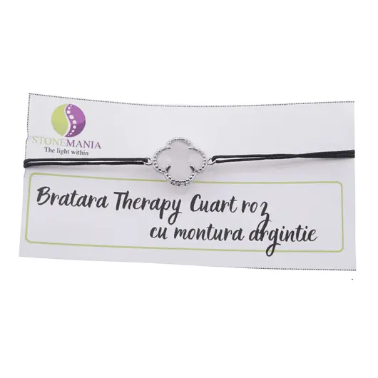 Bratara Therapy Cuart roz trifoi cu montura argintie