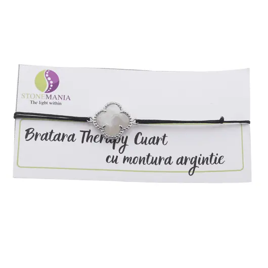 Bratara Therapy Cuart trifoi cu montura argintie