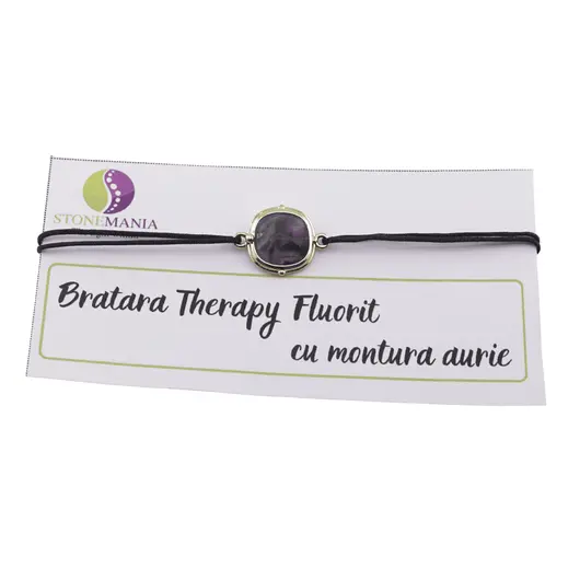 Bratara Therapy Fluorit patrat cu montura aurie