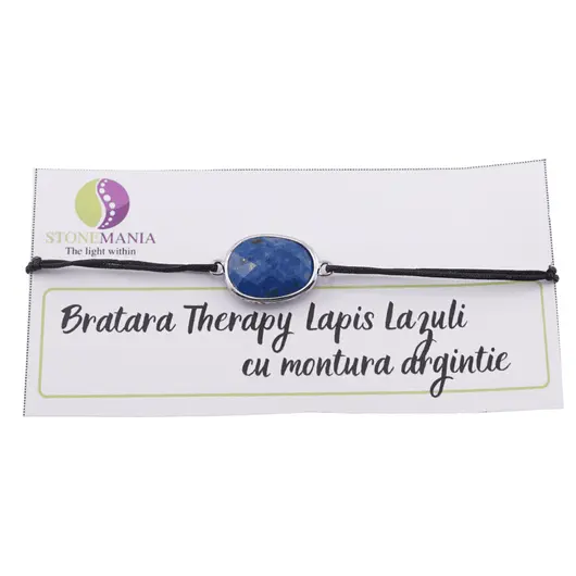 Bratara Therapy Lapis Lazuli oval cu montura argintie