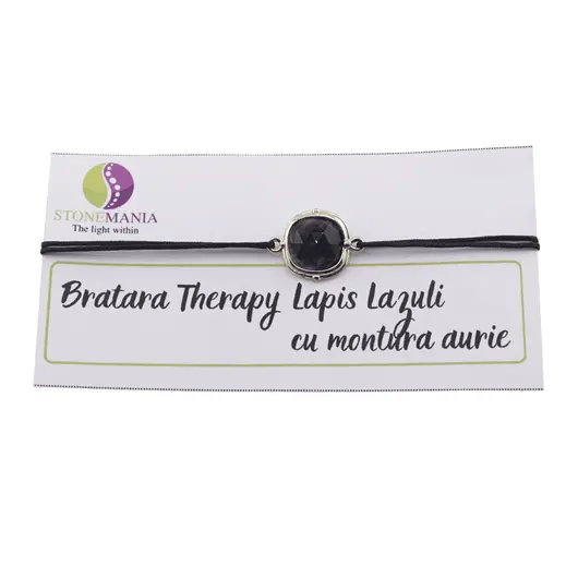 Bratara Therapy Lapis Lazuli patrat cu montura aurie