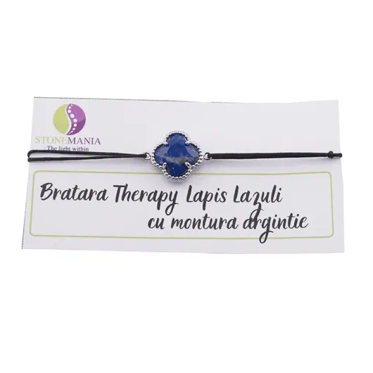 Bratara Therapy Lapis Lazuli trifoi cu montura argintie