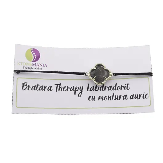 Bratara Therapy Labradorit trifoi cu montura aurie