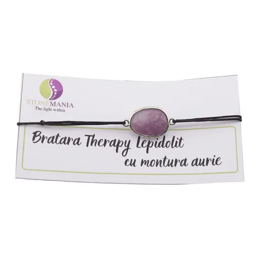 Bratara Therapy Lepidolit oval cu montura aurie