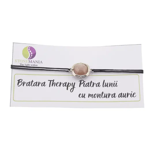 Bratara Therapy Piatra lunii patrat cu montura aurie