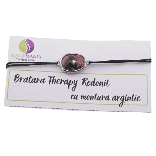 Bratara Therapy Rodonit oval cu montura argintie