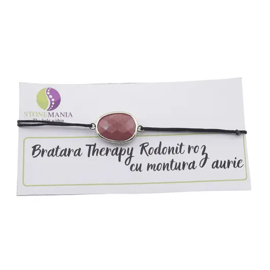 Bratara Therapy Rodonit roz oval cu montura aurie