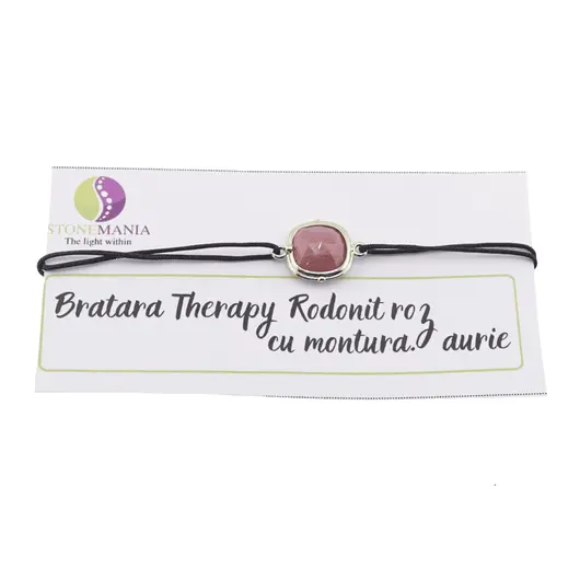 Bratara Therapy Rodonit roz patrat cu montura aurie