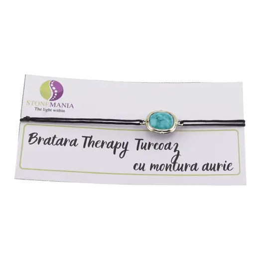 Bratara Therapy Turcoaz patrat cu montura aurie