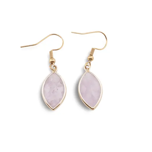 Cercei cu agatatoare Ametist lavanda oval ascutit cu montura aurie, 22mm