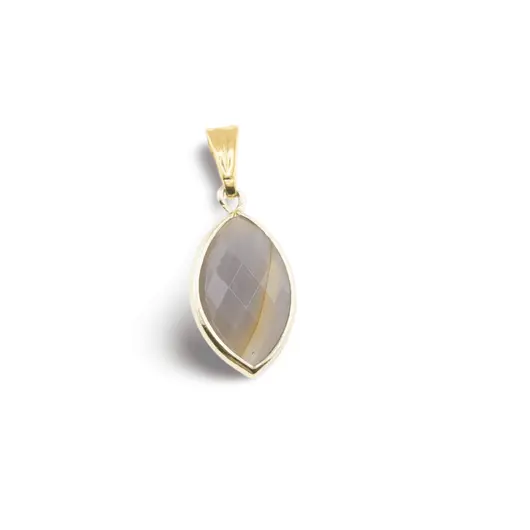 Pandantiv Agat natural oval ascutit cu montura aurie, 22mm